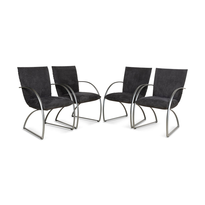 Lot de 4 chaises Rolf Benz 7600 en tissu gris