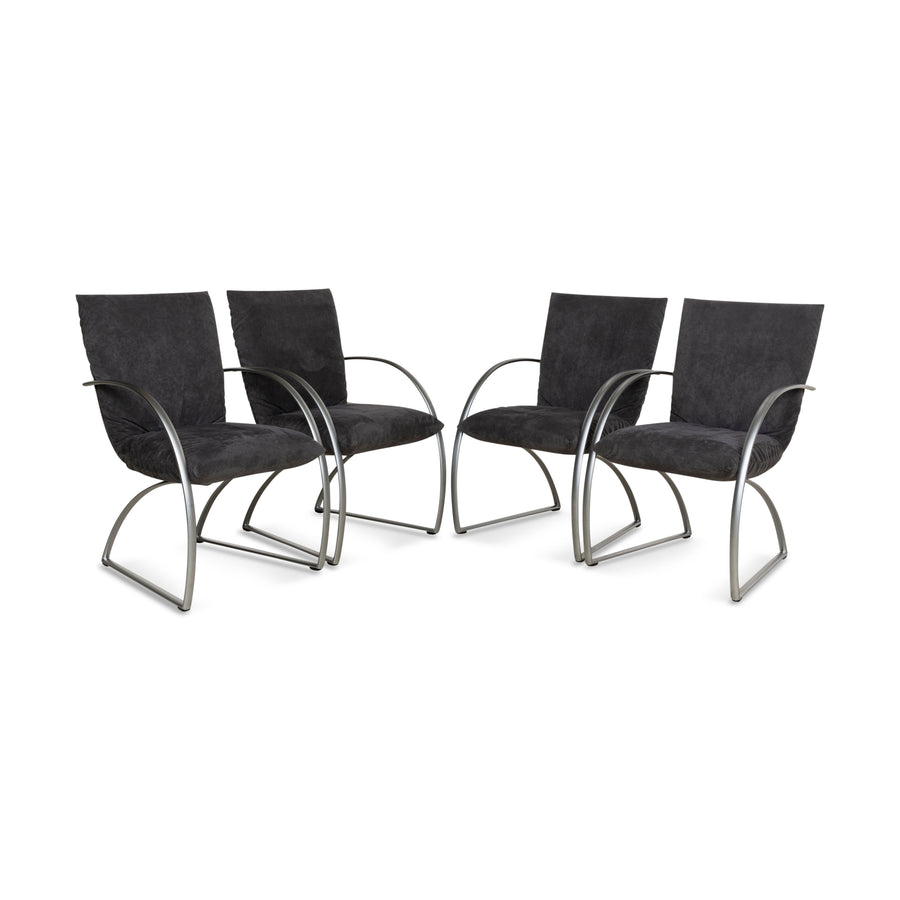 Lot de 4 chaises Rolf Benz 7600 en tissu gris