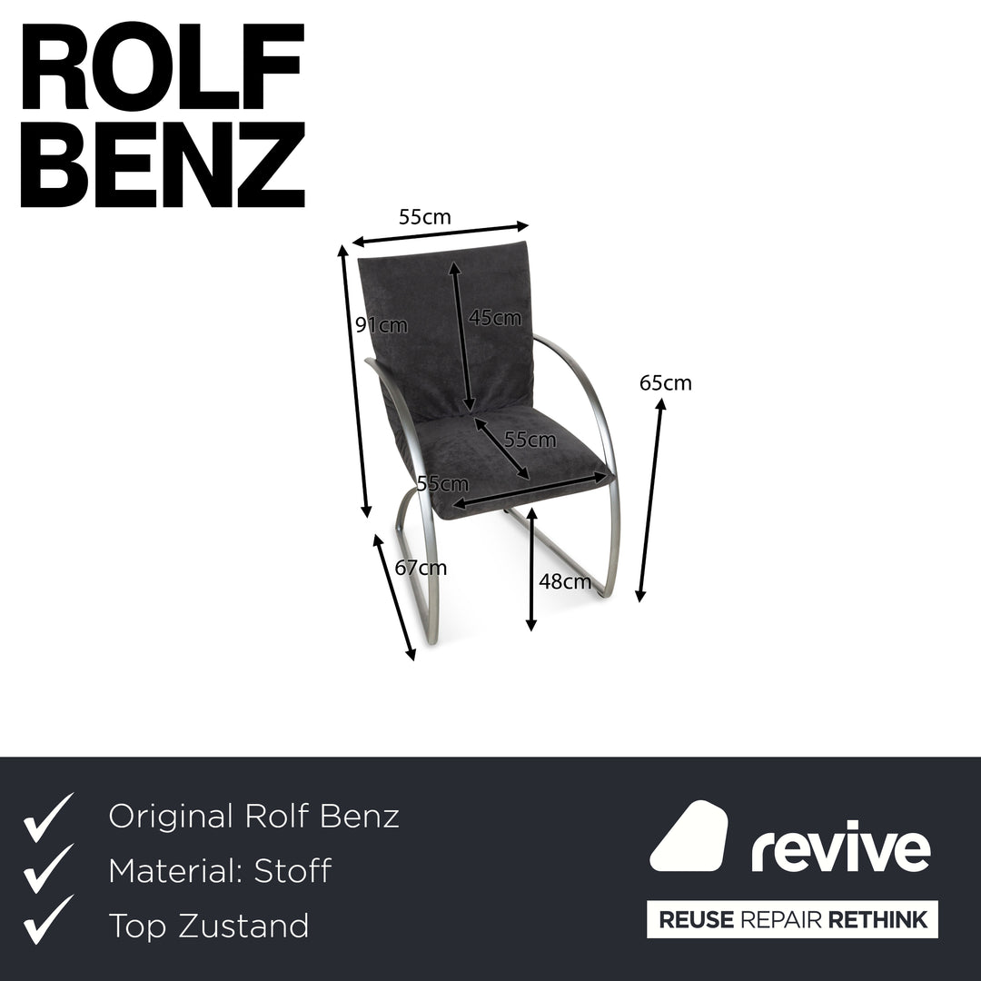 Lot de 4 chaises Rolf Benz 7600 en tissu gris