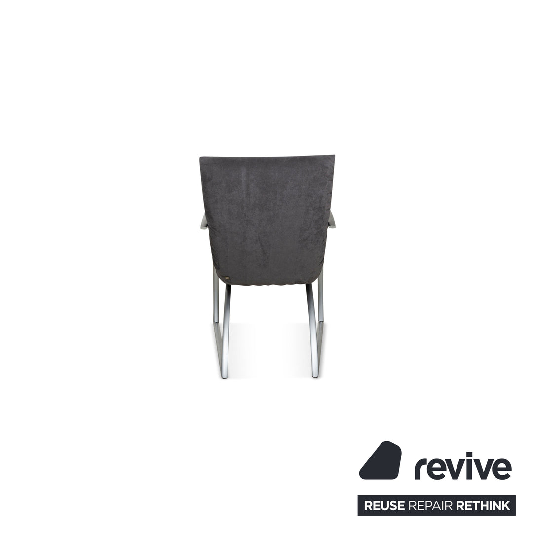 Lot de 4 chaises Rolf Benz 7600 en tissu gris