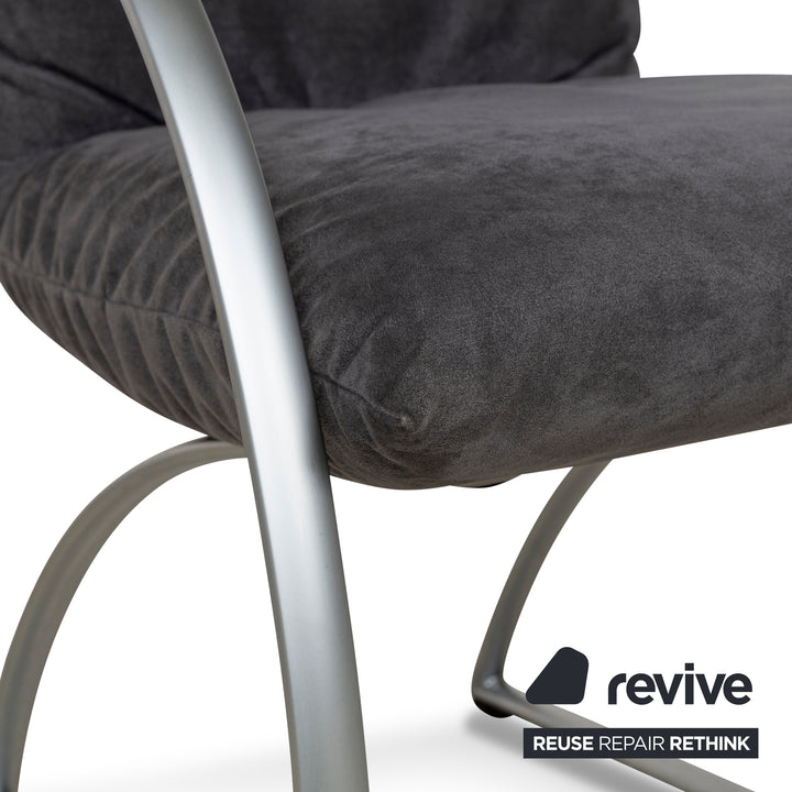 Lot de 4 chaises Rolf Benz 7600 en tissu gris