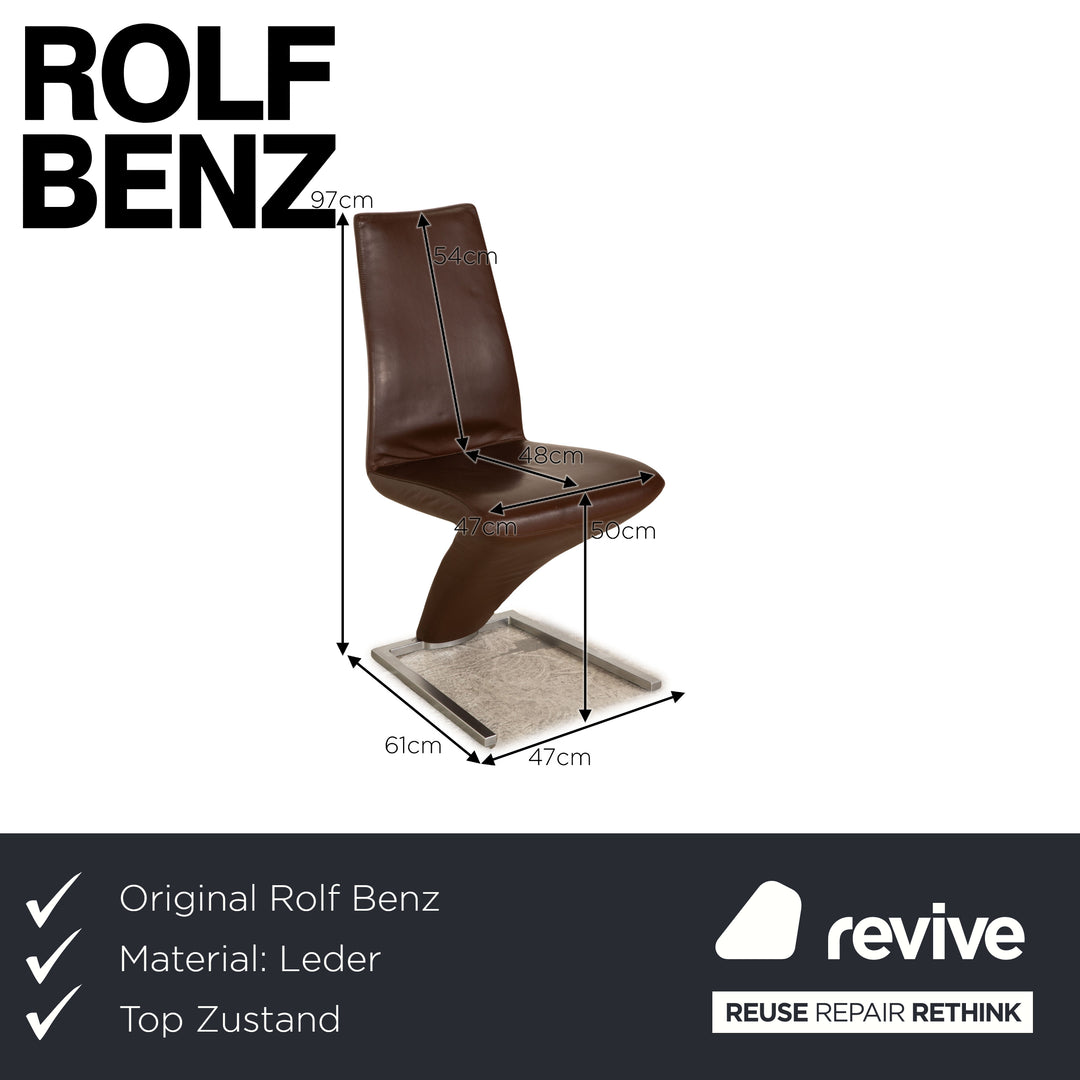 Set of 4 Rolf Benz 7800 leather chairs brown