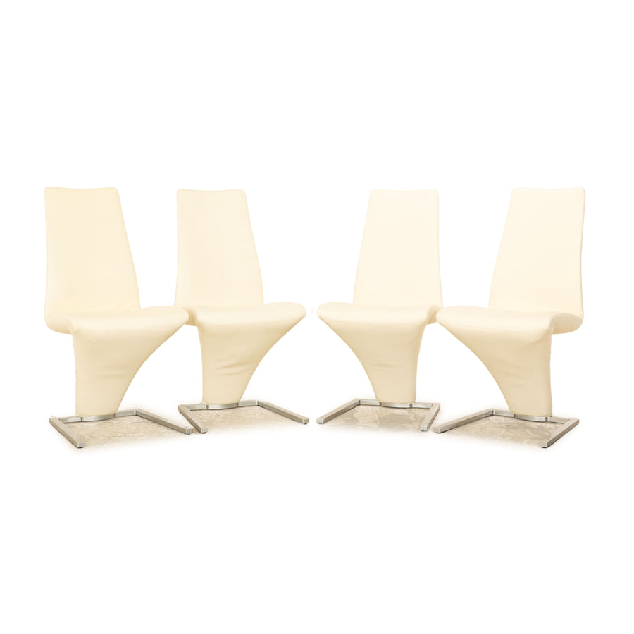 Set of 4 Rolf Benz 7800 leather chairs cream dining room cantilever