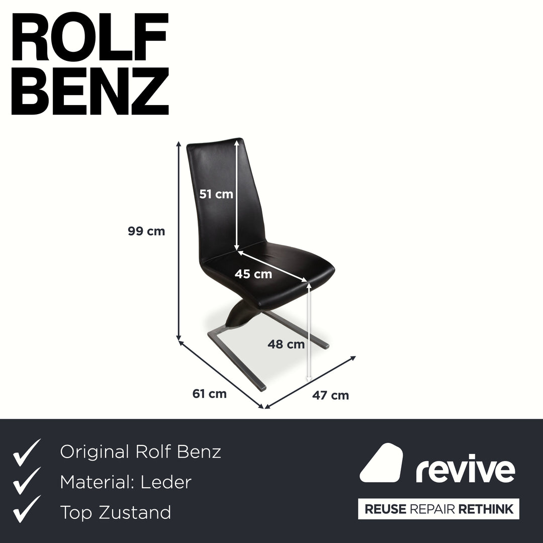 4er Garnitur Rolf Benz 7800 Leder Stuhl Schwarz Esszimmerstühle