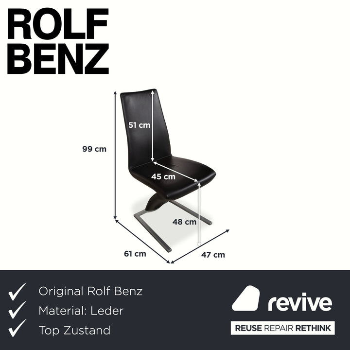 4er Garnitur Rolf Benz 7800 Leder Stuhl Schwarz Esszimmerstühle