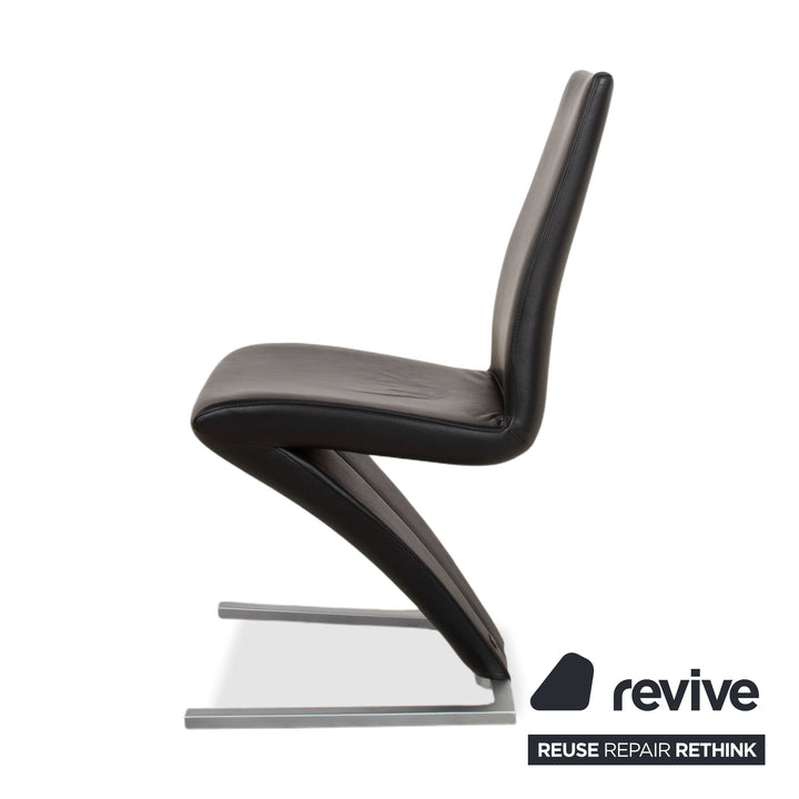 4er Garnitur Rolf Benz 7800 Leder Stuhl Schwarz Esszimmerstühle