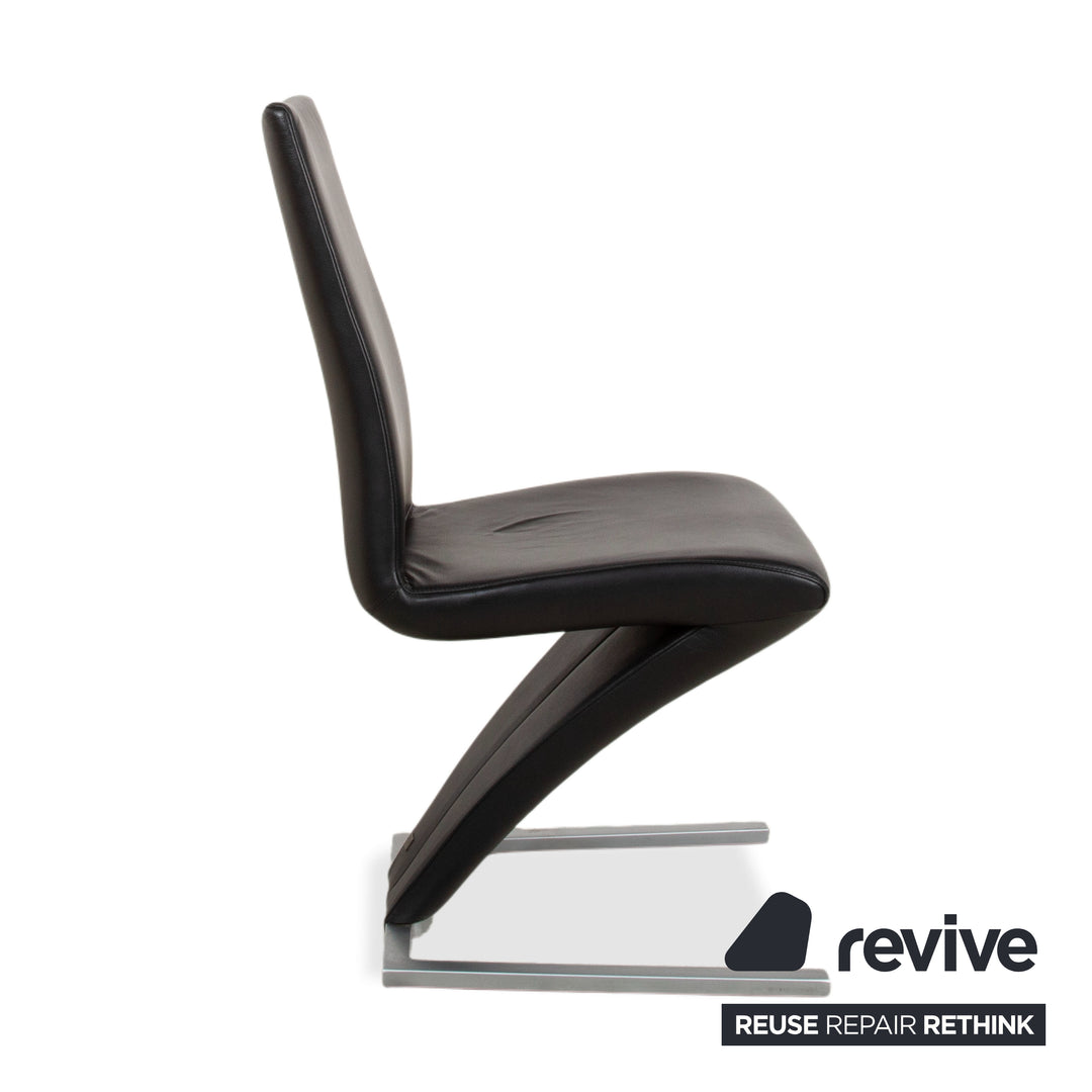 4er Garnitur Rolf Benz 7800 Leder Stuhl Schwarz Esszimmerstühle