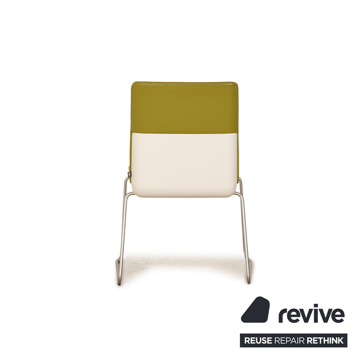 Lot de 4 chaises en cuir Rolf Benz Sinus 626 vert salle à manger