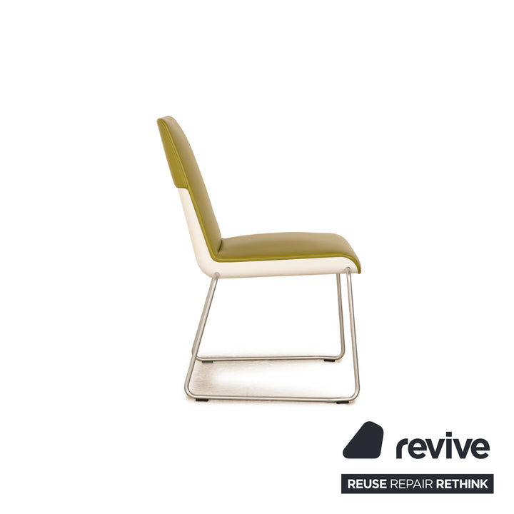 Lot de 4 chaises en cuir Rolf Benz Sinus 626 vert salle à manger