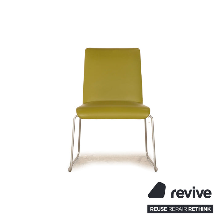 Lot de 4 chaises en cuir Rolf Benz Sinus 626 vert salle à manger