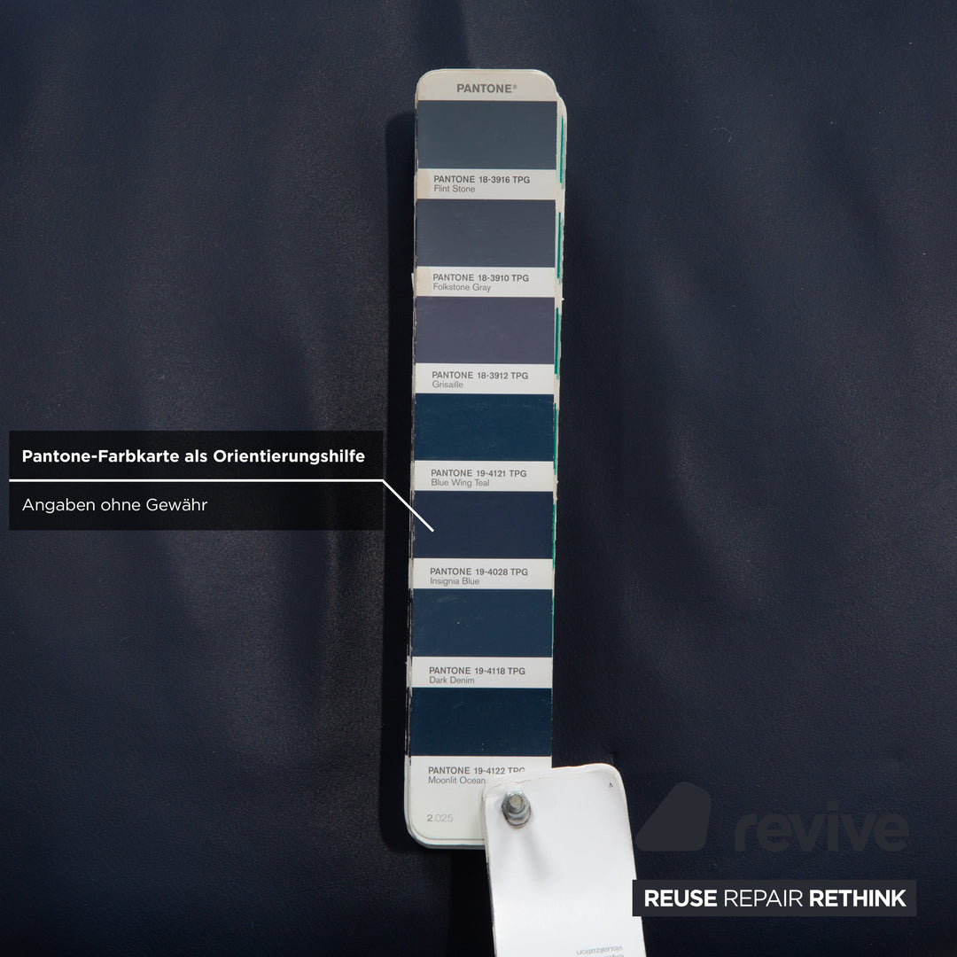 4er Garnitur Ronald Schmitt Leder Stuhl Blau Gold Metall