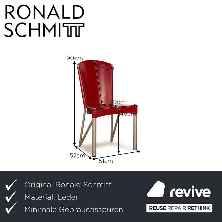 4er Garnitur Ronald Schmitt Leder Stuhl Rot Esszimmer