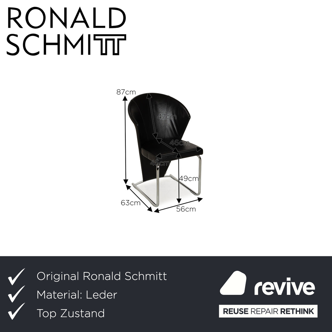 Set of 4 Ronald Schmitt RST 34 Leather Chair Black