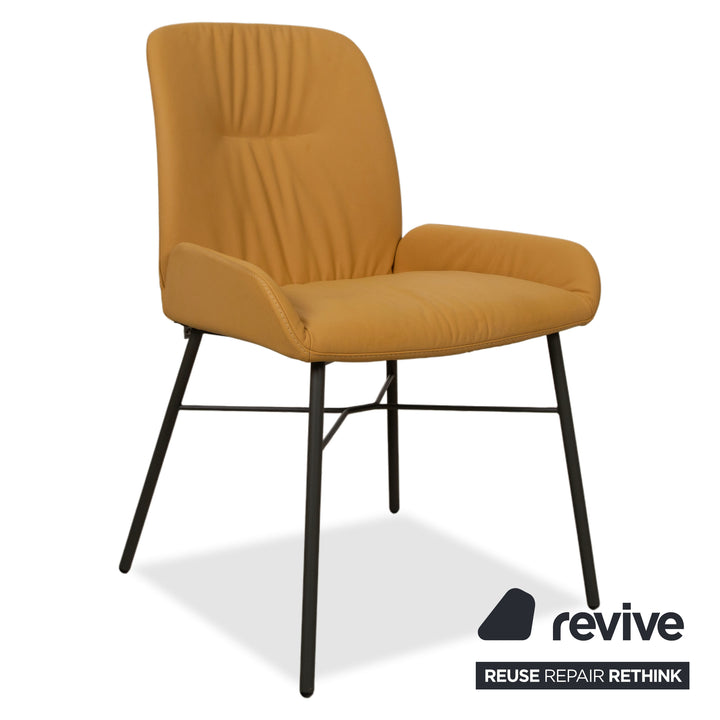 4er Garnitur S1000 Leder Stuhl Gelb Senf Esszimmer