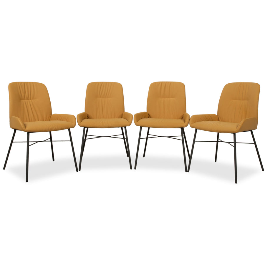 4er Garnitur S1000 Leder Stuhl Gelb Senf Esszimmer