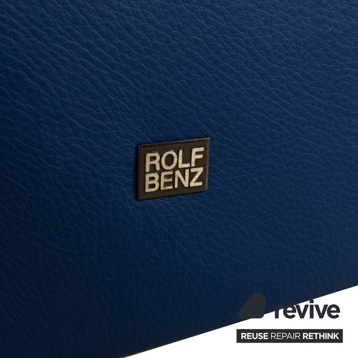 Ensemble de 4 fauteuils en cuir Rolf Benz avec roulettes bleues