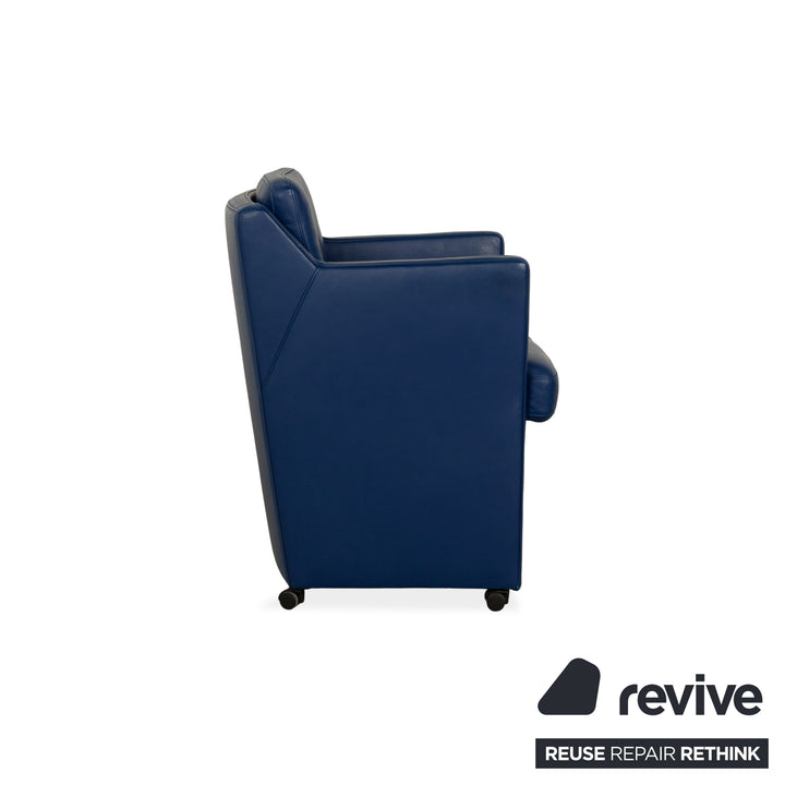 4er Garnitur Set Rolf Benz Leder Sessel Blau Rollen