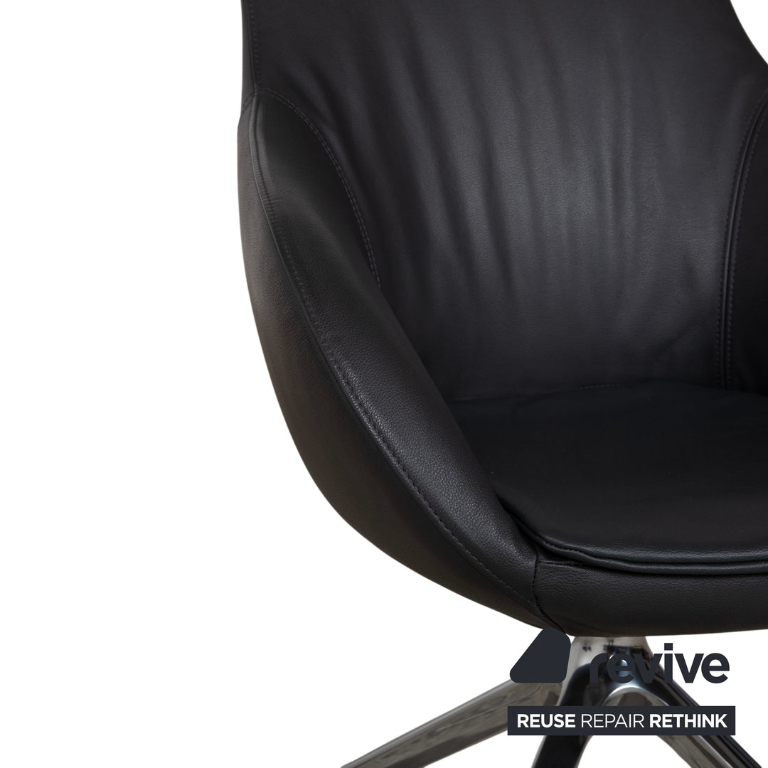 4er Garnitur Signet Mailo Leder Stuhl Hocker Braun Grau Esszimmer