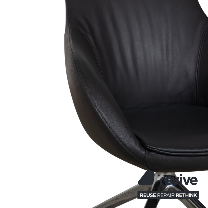 4er Garnitur Signet Mailo Leder Stuhl Hocker Braun Grau Esszimmer