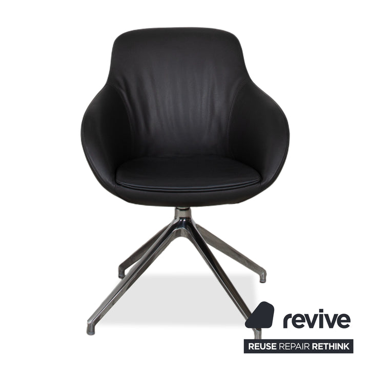 4er Garnitur Signet Mailo Leder Stuhl Hocker Braun Grau Esszimmer