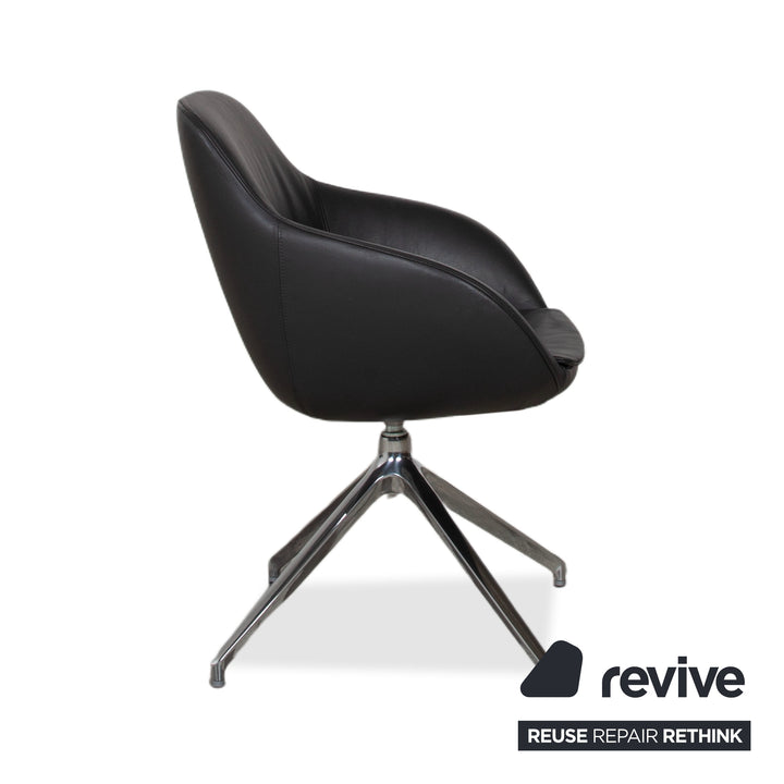 4er Garnitur Signet Mailo Leder Stuhl Hocker Braun Grau Esszimmer