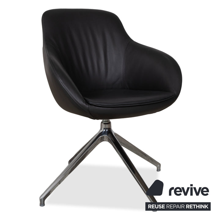 4er Garnitur Signet Mailo Leder Stuhl Hocker Braun Grau Esszimmer