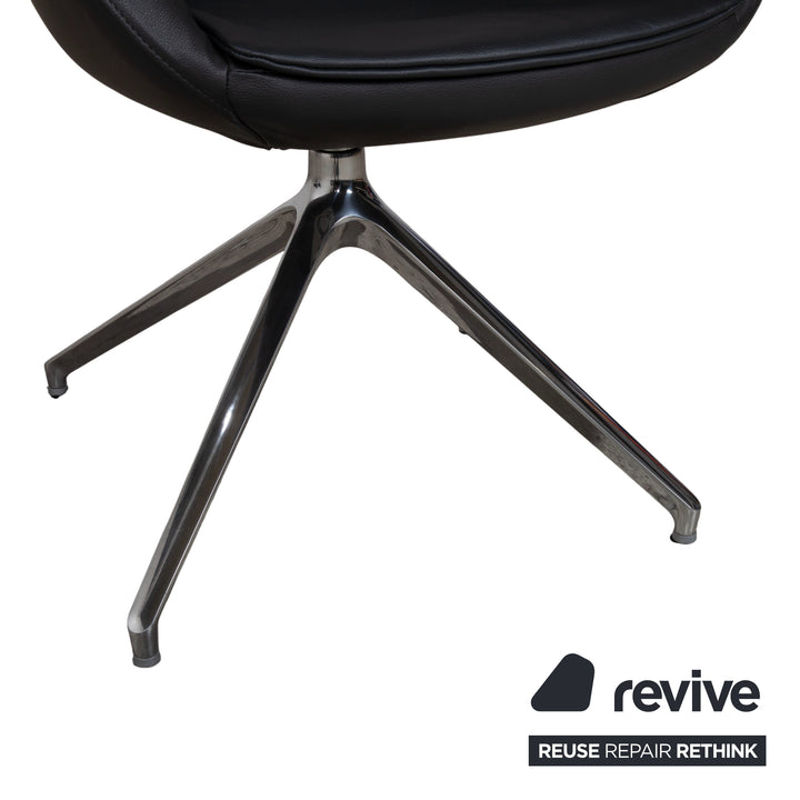 4er Garnitur Signet Mailo Leder Stuhl Hocker Braun Grau Esszimmer