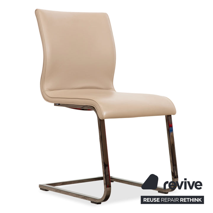 4er Garnitur Team 7 Magnum Beige Braun Leder Stuhl Chrom Esszimmer