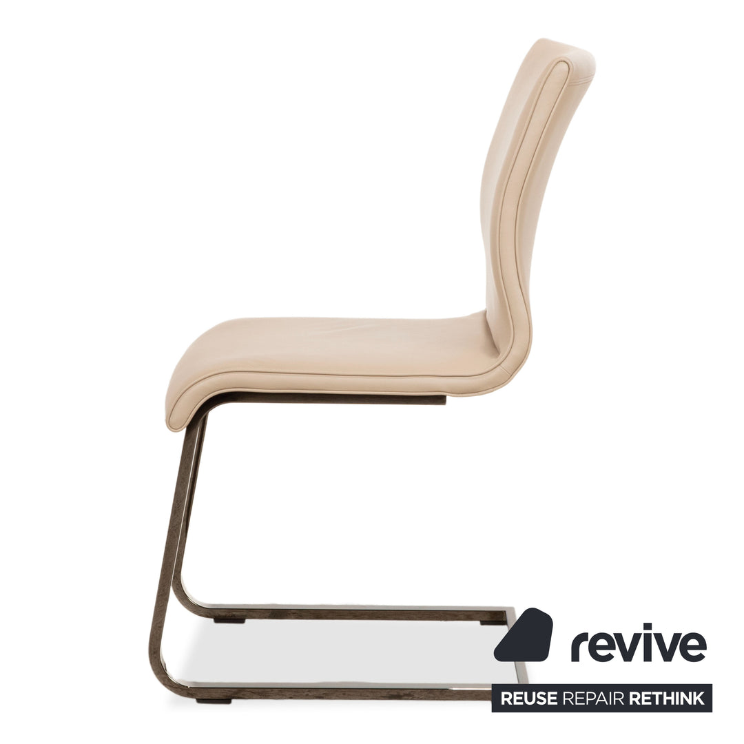 4er Garnitur Team 7 Magnum Beige Braun Leder Stuhl Chrom Esszimmer