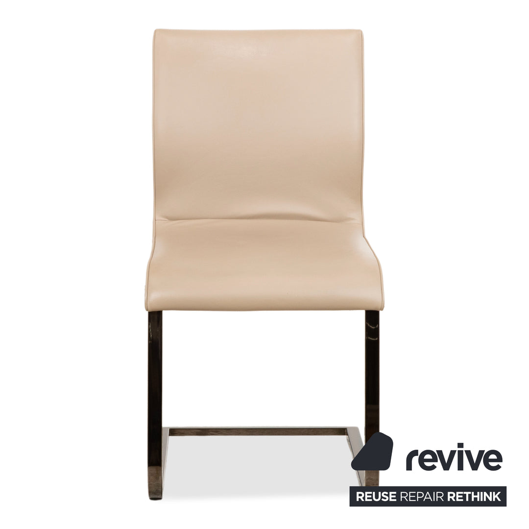 4er Garnitur Team 7 Magnum Beige Braun Leder Stuhl Chrom Esszimmer