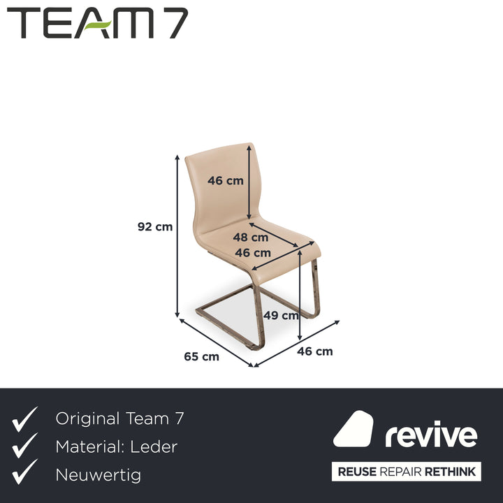 4er Garnitur Team 7 Magnum Beige Braun Leder Stuhl Chrom Esszimmer