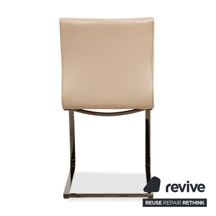 4er Garnitur Team 7 Magnum Beige Braun Leder Stuhl Chrom Esszimmer