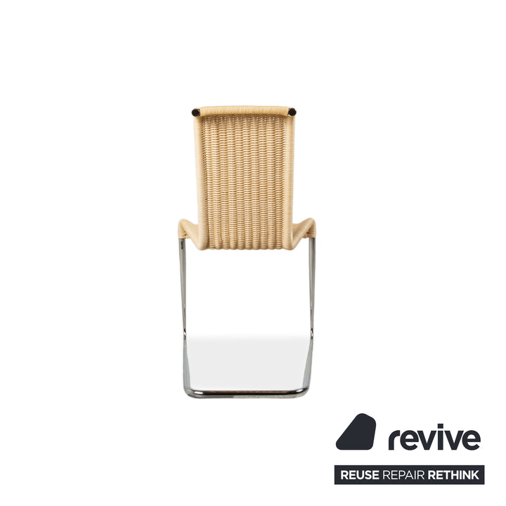 4er Garnitur Tecta B20 Geflecht Stuhl Beige Chrom