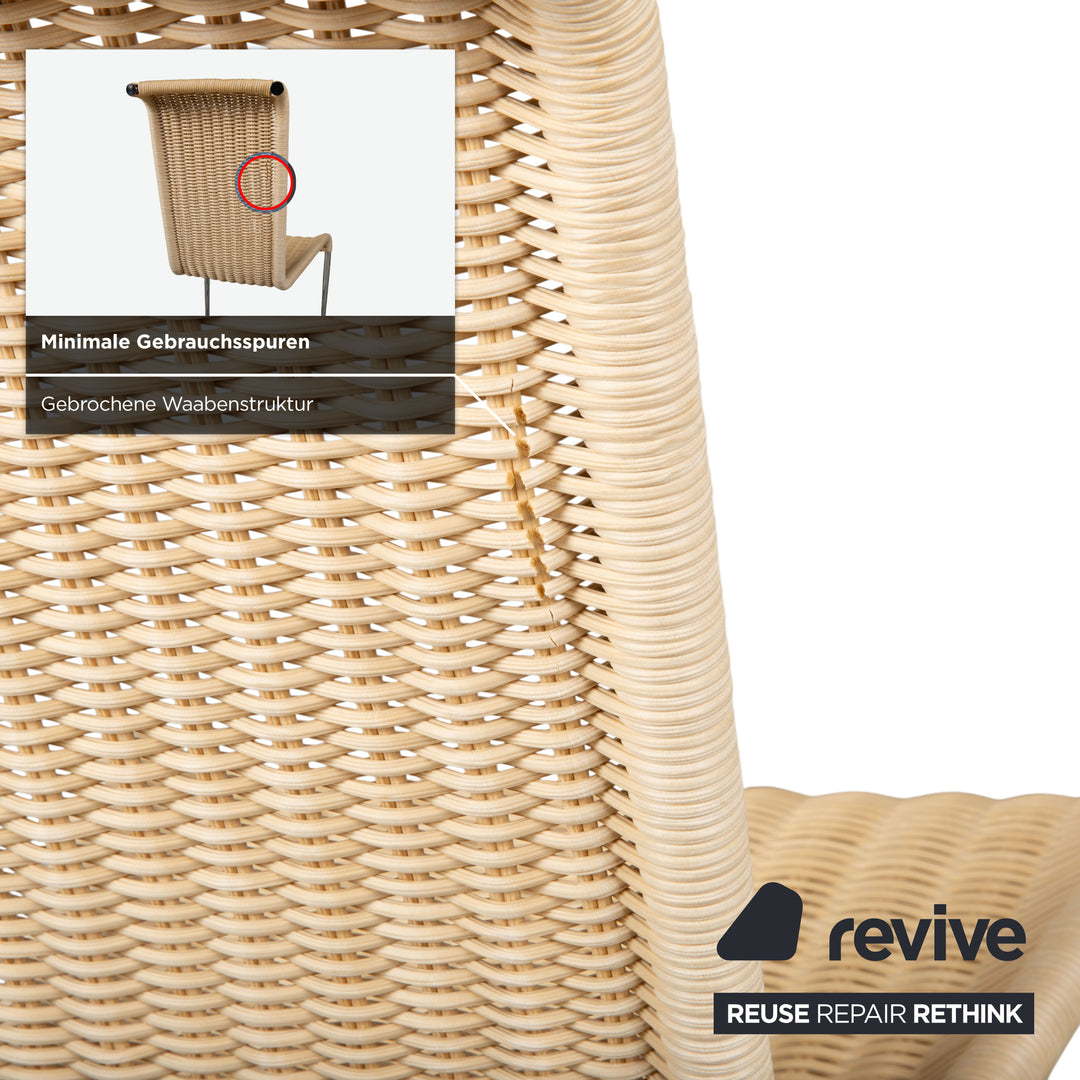 4er Garnitur Tecta B20 Geflecht Stuhl Beige Chrom