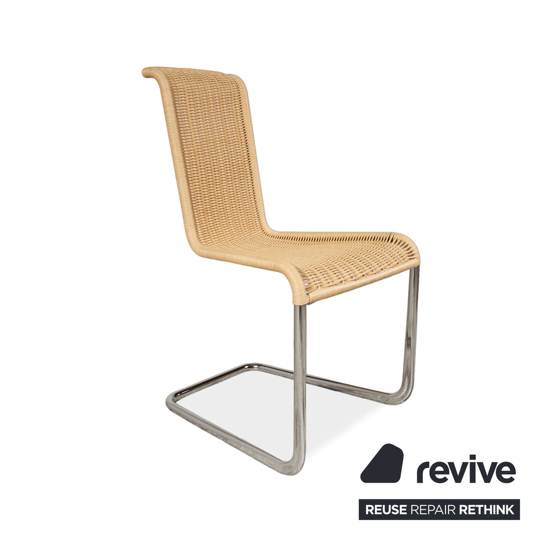 4er Garnitur Tecta B20 Geflecht Stuhl Beige Chrom