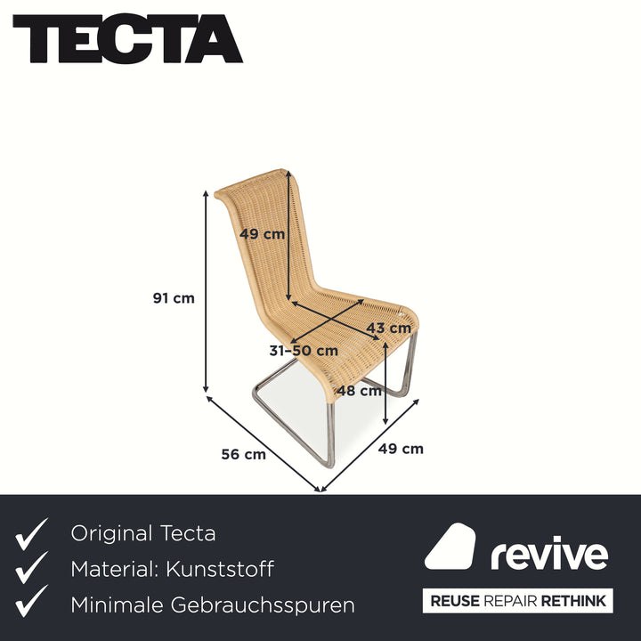 4er Garnitur Tecta B20 Geflecht Stuhl Beige Chrom