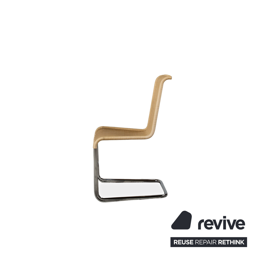 4er Garnitur Tecta B20 Geflecht Stuhl Beige Chrom