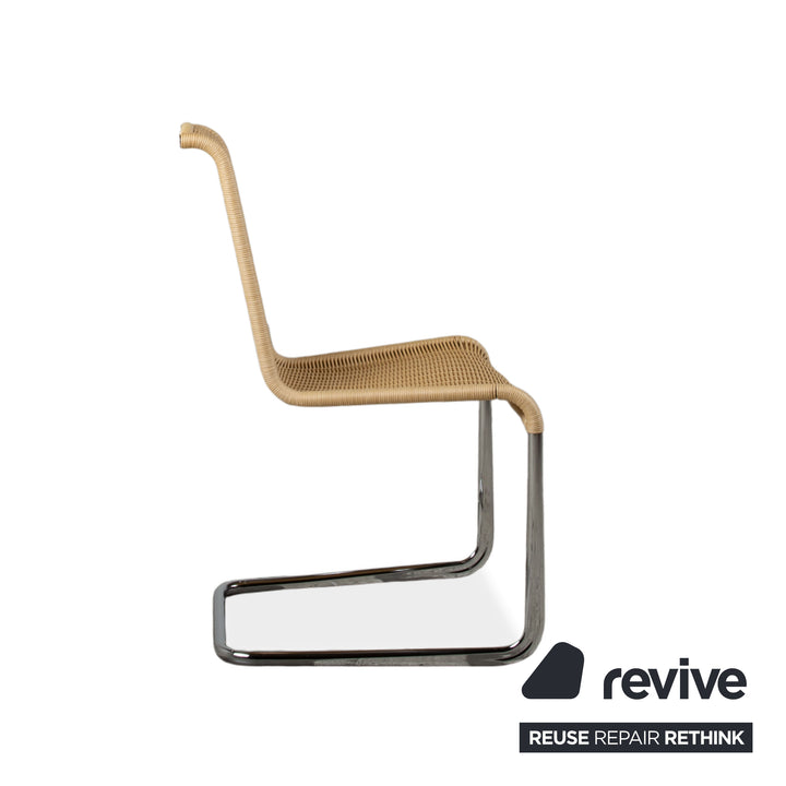 4er Garnitur Tecta B20 Geflecht Stuhl Beige Chrom