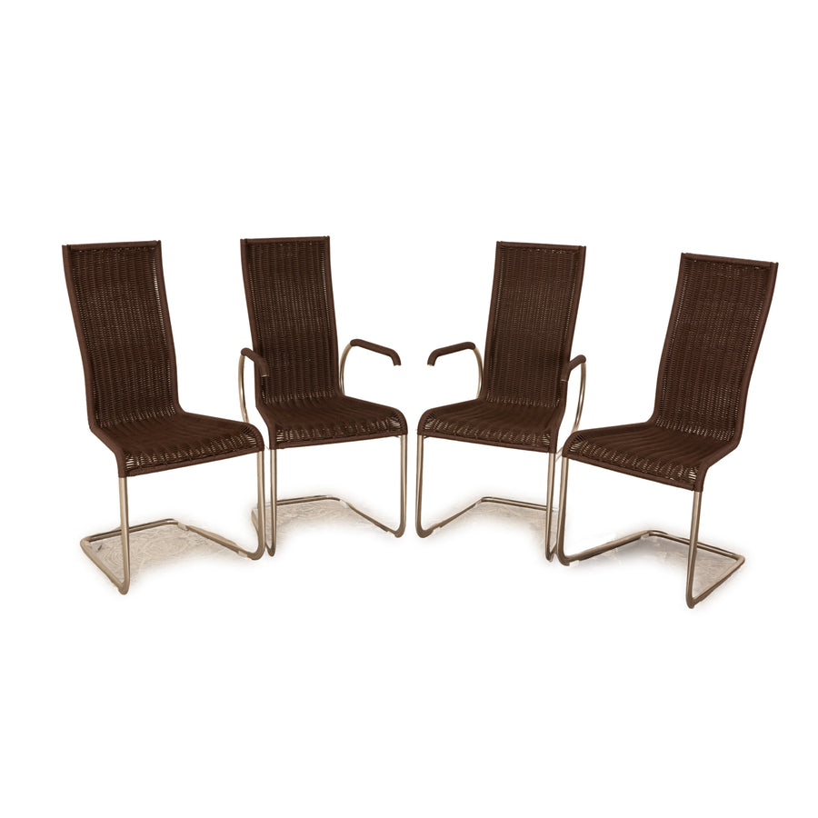 Set of 4 Tecta B25 wooden chairs brown
