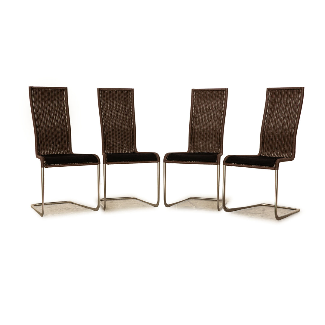 Lot de 4 chaises en bois Tecta B25i chaise cantilever marron foncé