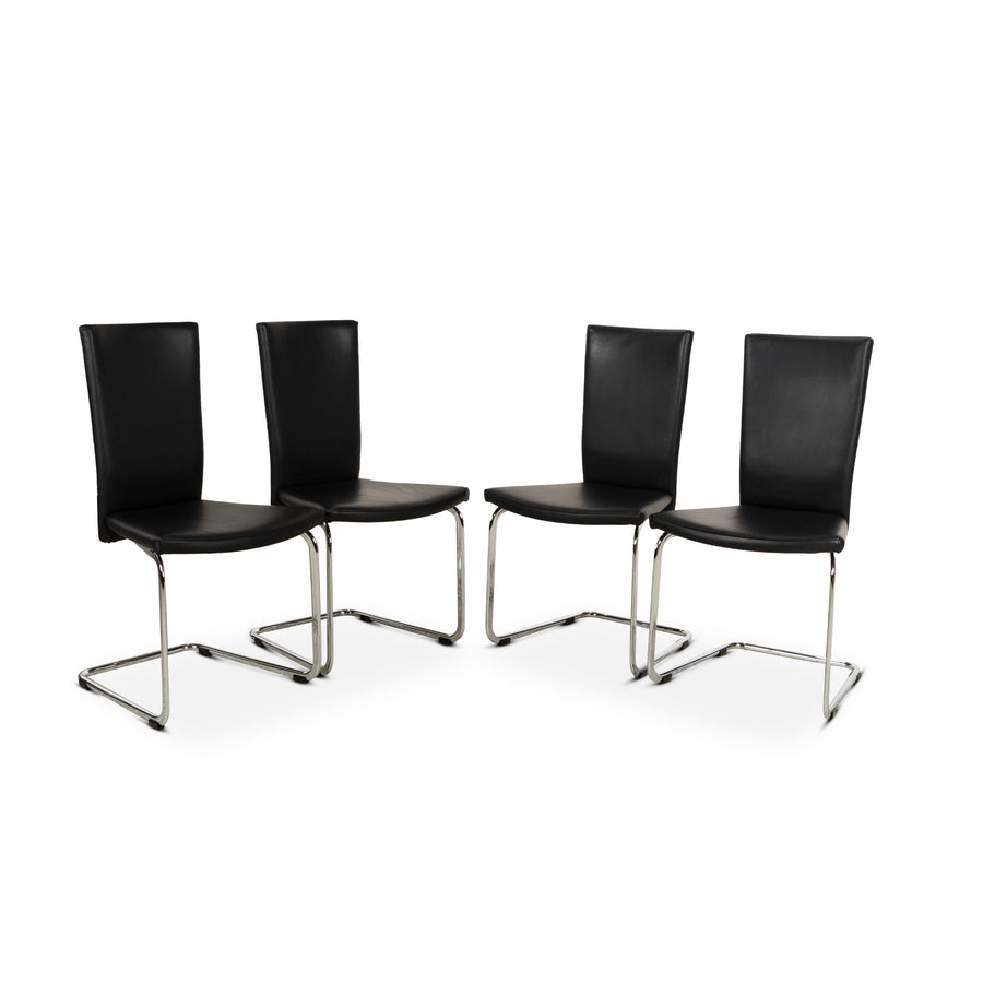 Set of 4 Tecta B25P Leather Chair Black Cantilever Dining Room