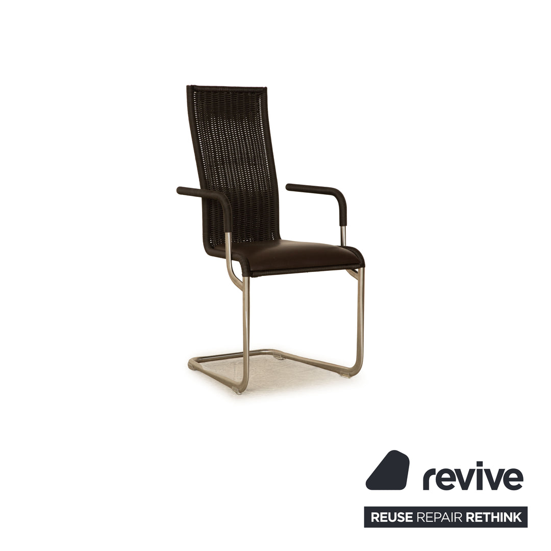 Set of 4 Tecta D26iE leather chairs brown cantilever chair