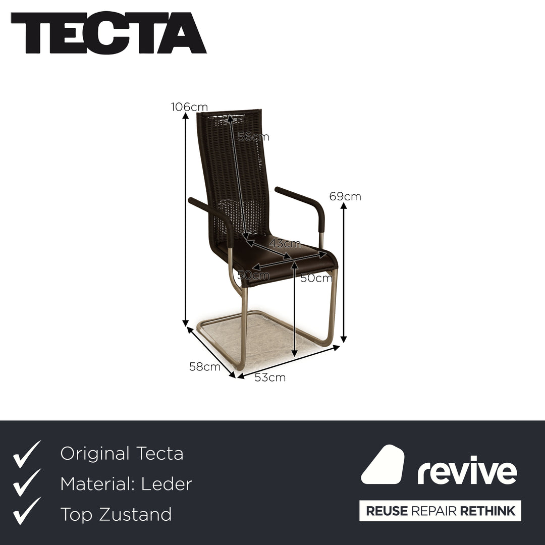 Set of 4 Tecta D26iE leather chairs brown cantilever chair