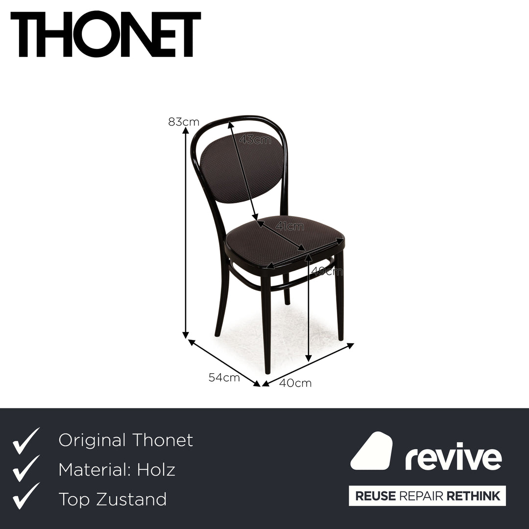 Set of 4 Thonet 214 Wooden Chairs Black