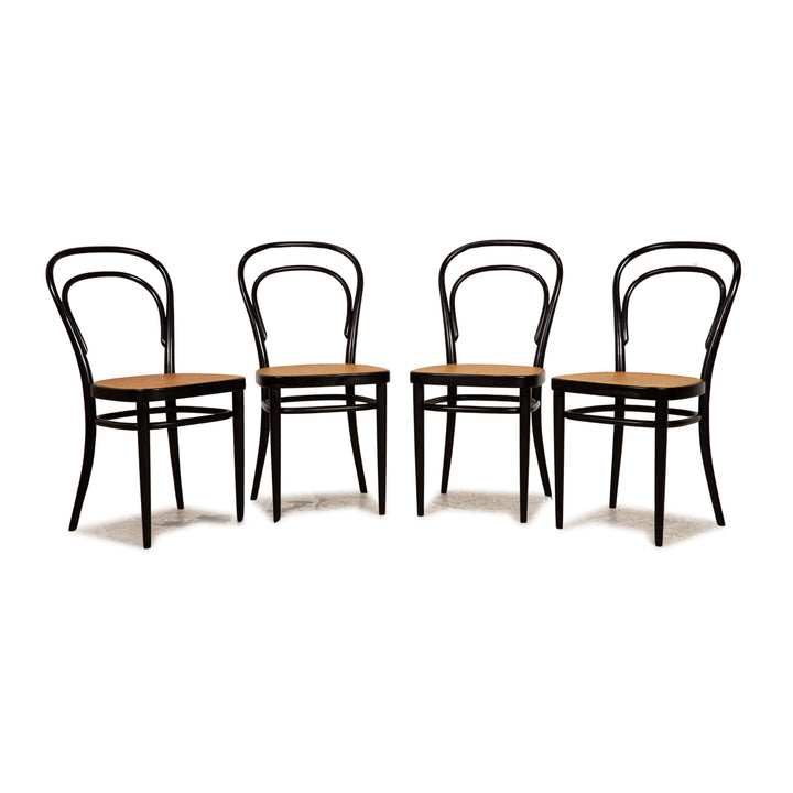 Set of 4 Thonet 214 Wooden Chairs Black Bentwood Chairs Coffee House