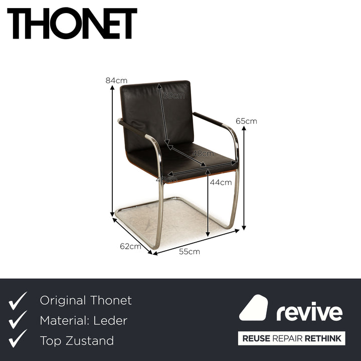 4er Garnitur Thonet S 60 Leder Stuhl Schwarz Konferenzstuhl Esszimmer