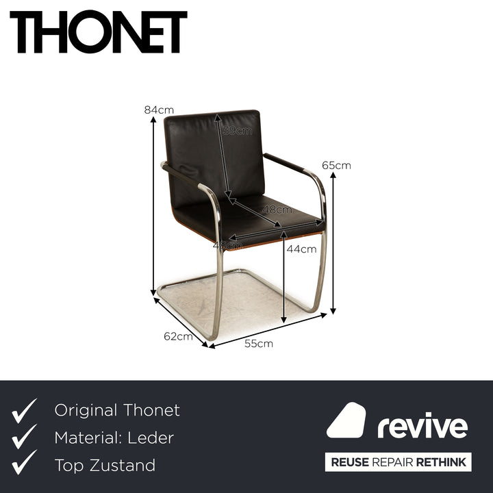 Lot de 4 chaises en cuir Thonet S 60 chaise de conférence noire salle à manger