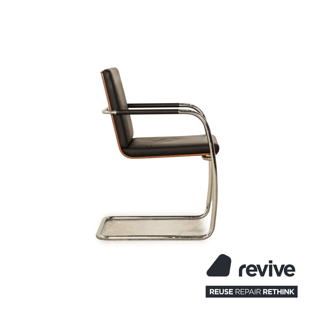 4er Garnitur Thonet S 60 Leder Stuhl Schwarz Konferenzstuhl Esszimmer