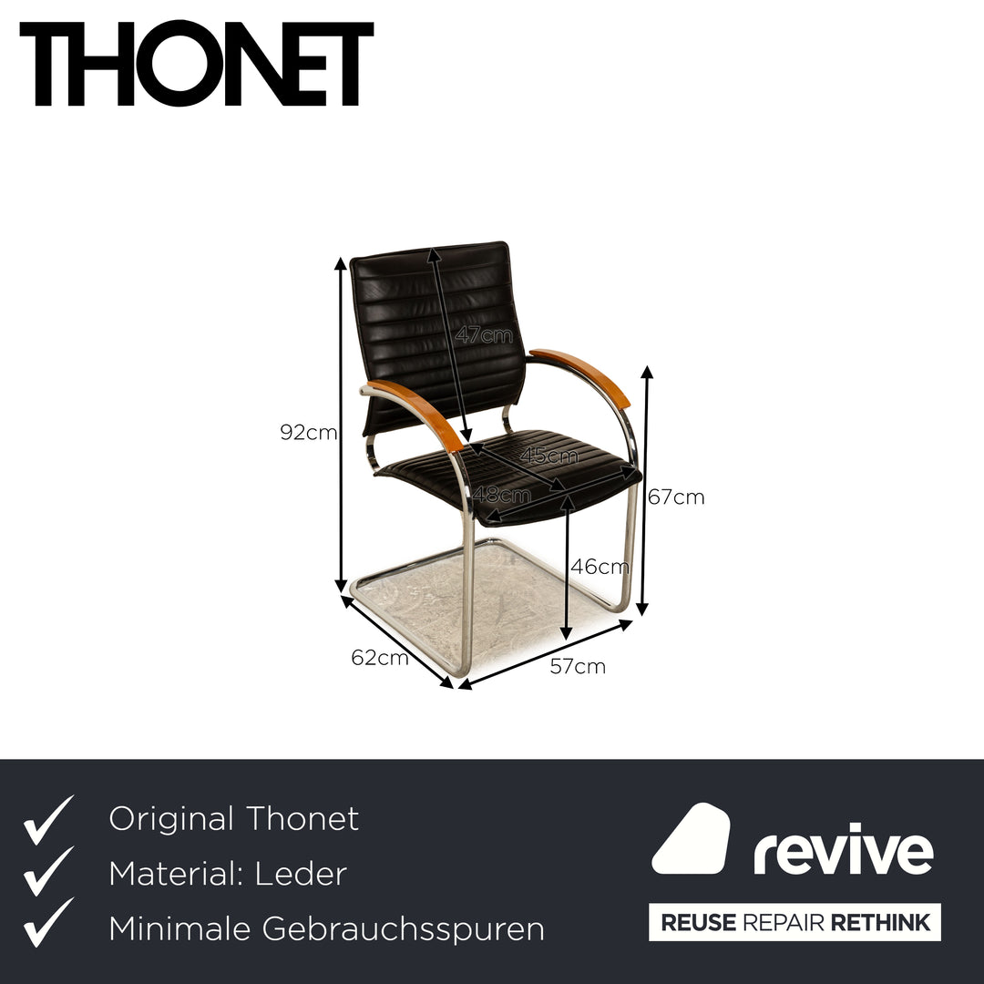 4er Garnitur Thonet S 74 Leder Stuhl Schwarz Vintage