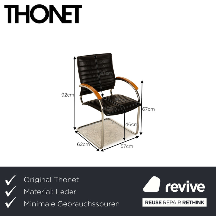 4er Garnitur Thonet S 74 Leder Stuhl Schwarz Vintage